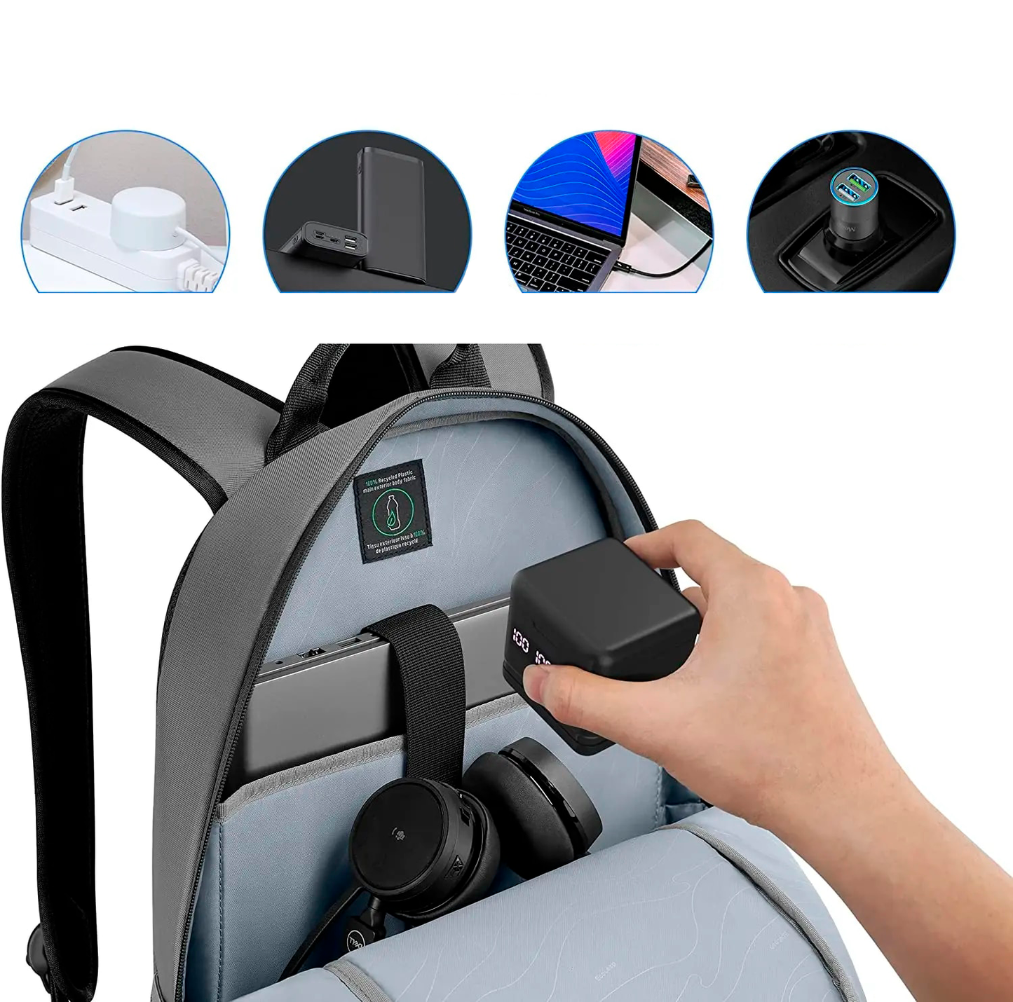 Cargador multifuncional triple LED + 3 Baterías para GoPro Hero 8/7/6/5 Black