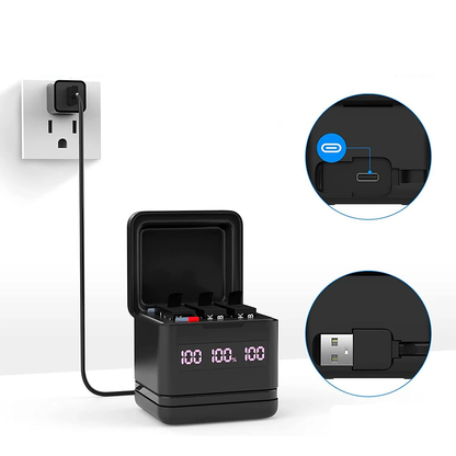 Cargador Box Triple LED para GoPro Hero 8/7/6/5 Black