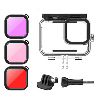 Carcasa sumergible 60M. + Set de filtros para GoPro Hero 11/10/9 Black