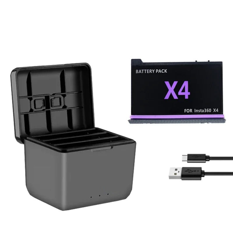 Pack: Cargador de baterías triple LED + Baterías para Insta360 X4