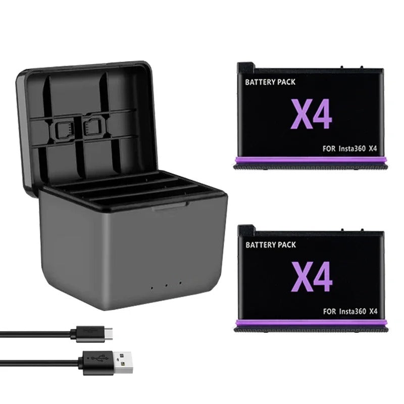 Pack: Cargador de baterías triple LED + Baterías para Insta360 X4