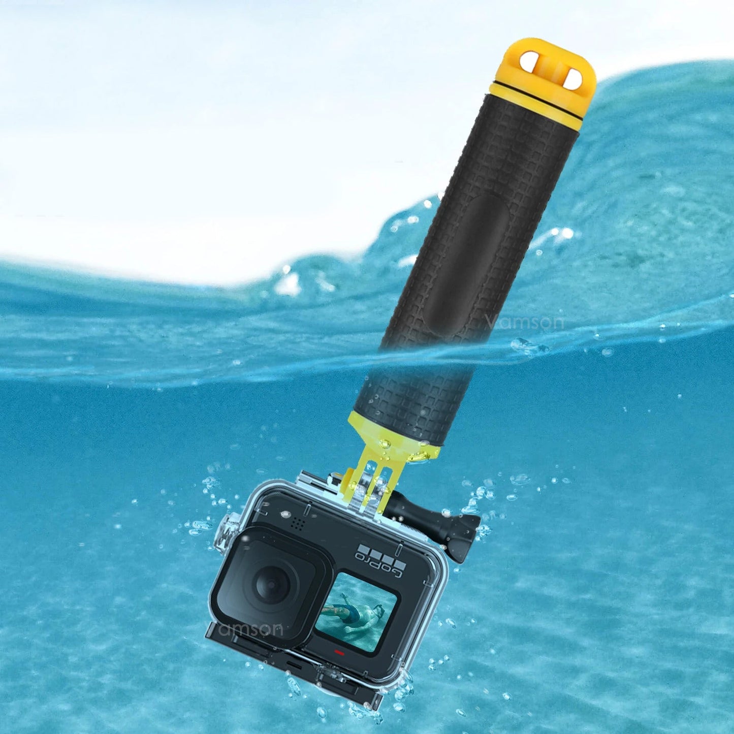 Mango flotador antideslizante + Mini Trípode para GoPro y otras cámaras de acción