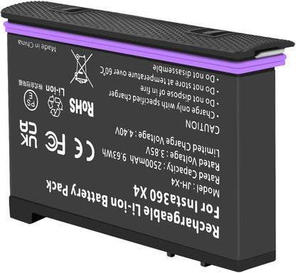 Pack: Cargador de baterías triple LED + Baterías para Insta360 X4