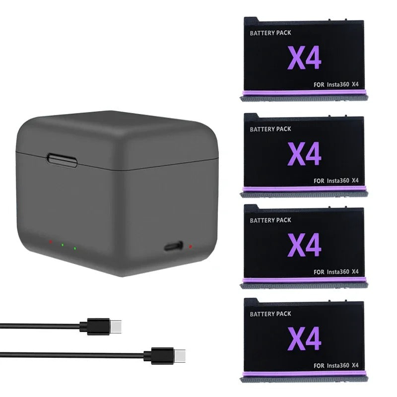 Pack: Cargador de baterías triple LED + Baterías para Insta360 X4