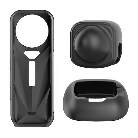 Set de protección Insta360 X5: Protector de silicona + Protector de lente + Base