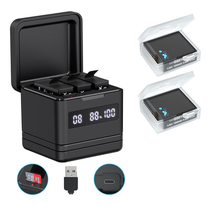 Cargador Box Triple LED para GoPro Hero 8/7/6/5 Black