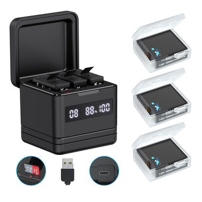 Cargador Box Triple LED para GoPro Hero 8/7/6/5 Black
