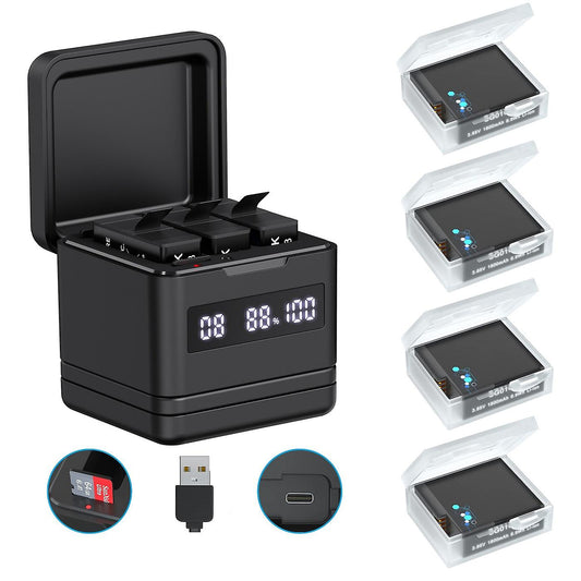 Cargador triple LED Telesin + 3 Baterías para GoPro Hero 12 Black