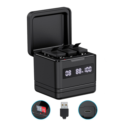 Cargador Box Triple LED para GoPro Hero 8/7/6/5 Black