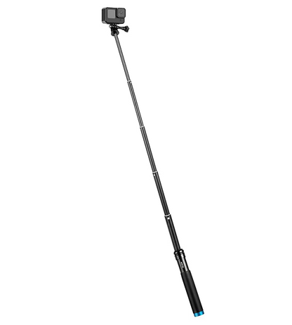 Bastón de Aluminio Extensible Telesin + Clip Smartphones para GoPro, DJI y Cámaras de Acción