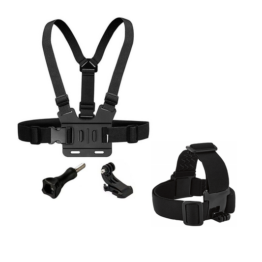 Set arnés de pecho + strap de cabeza: para GoPro y otras cámaras de acción